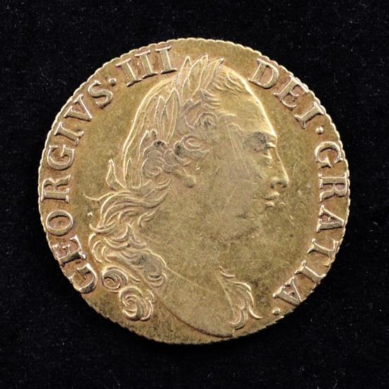 A George III 1786 gold guinea,